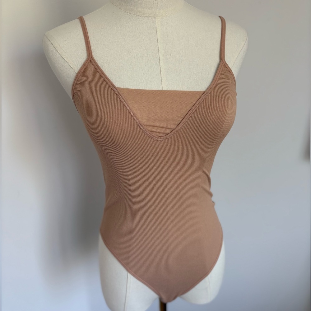 SKIMS Beige Ribbed Bodysuit